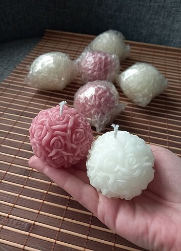 2 li kokulu mum seti gül motif 2 yeni mum karışık çiçek aroma bi