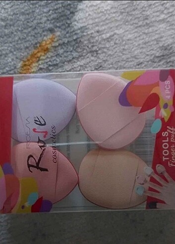 Yeni 4 lü parmak süngeri paketli set makyaj sünger pudra kapatıc - Görsel 3