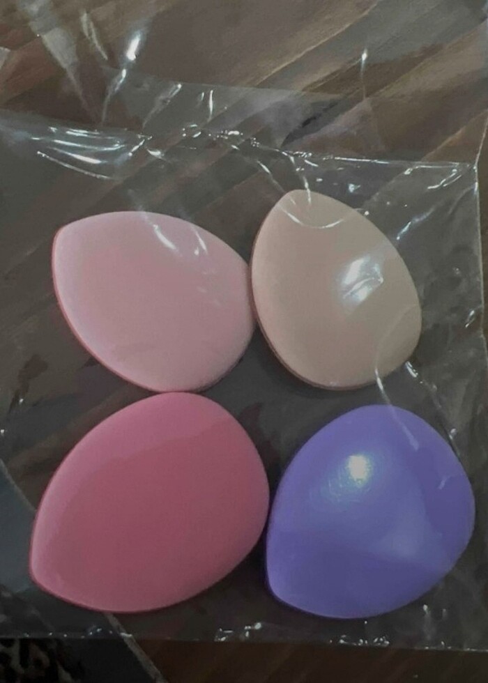 Yeni 4 lü parmak süngeri paketli set makyaj sünger pudra kapatıc - Görsel 2