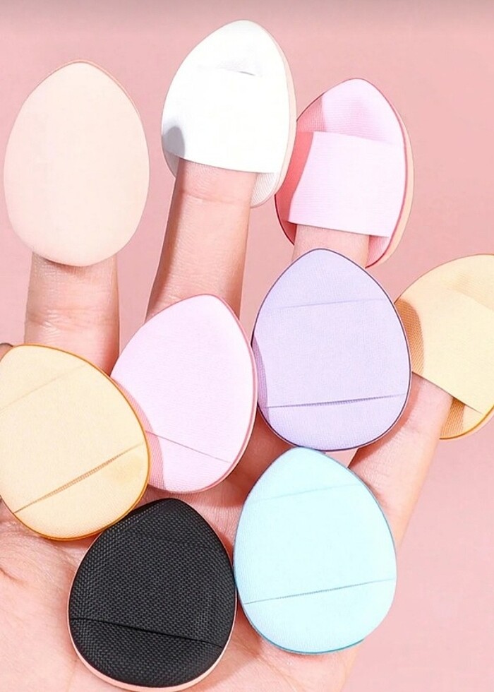 Yeni 4 lü parmak süngeri paketli set makyaj sünger pudra kapatıc - Görsel 4