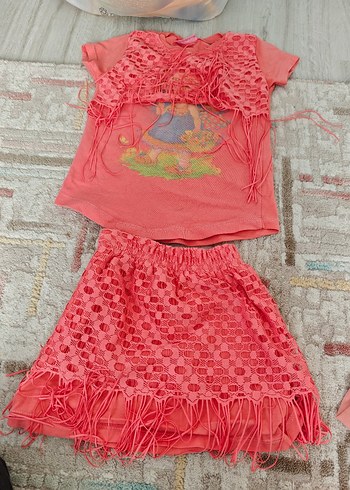 Pembe Bohem Nakışlı eteketli tişört