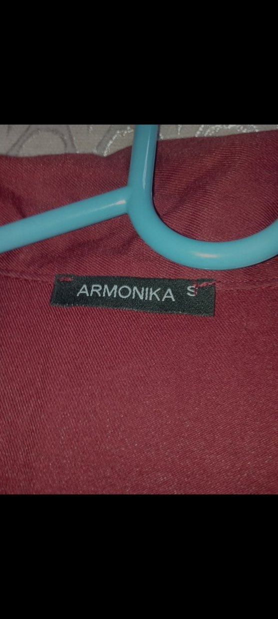 Bordo Uzun Düğmeli Kısa Kollu Günlük Elbise armonika marka - Görsel 2