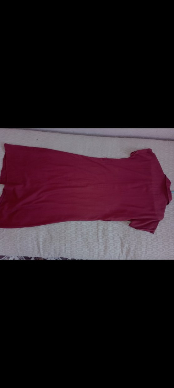 Bordo Uzun Düğmeli Kısa Kollu Günlük Elbise armonika marka - Görsel 3