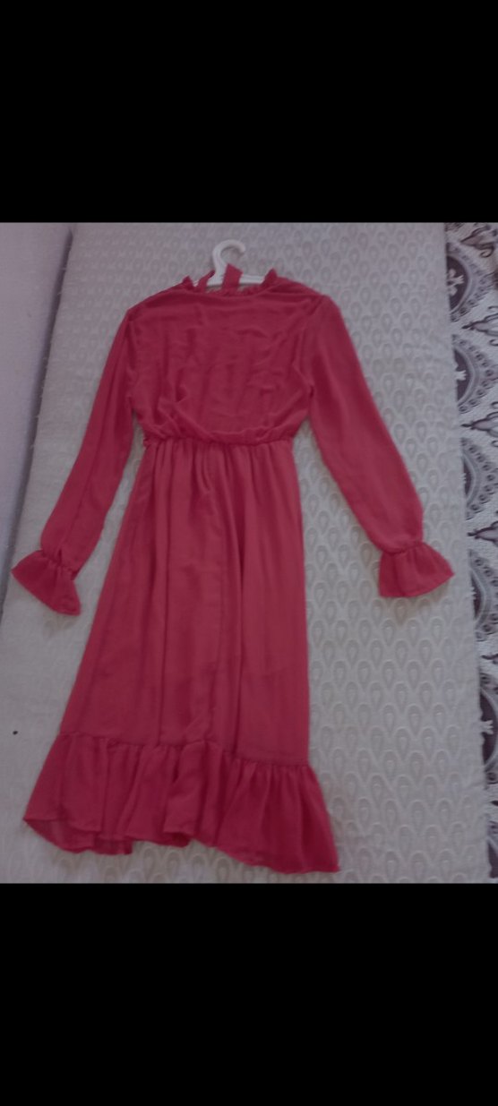 kırmızı Uzun Kollu  Elbise - Görsel 3