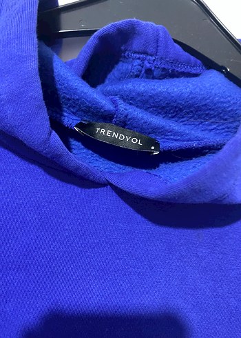 Mavi Kapüşonlu Kadın Sweatshirt - Görsel 2