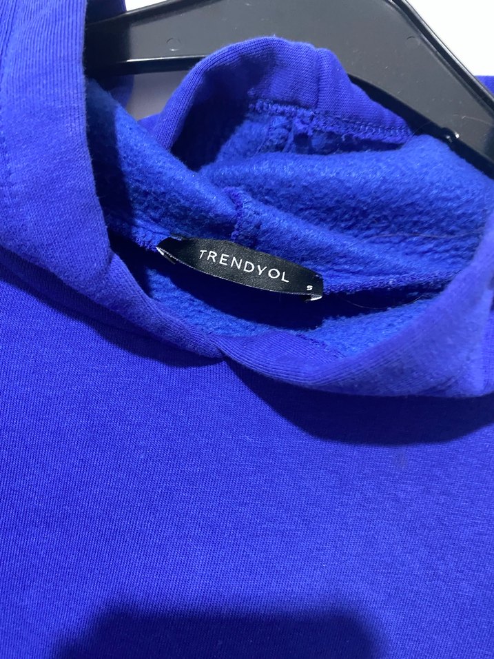 Mavi Kapüşonlu Kadın Sweatshirt - Görsel 2