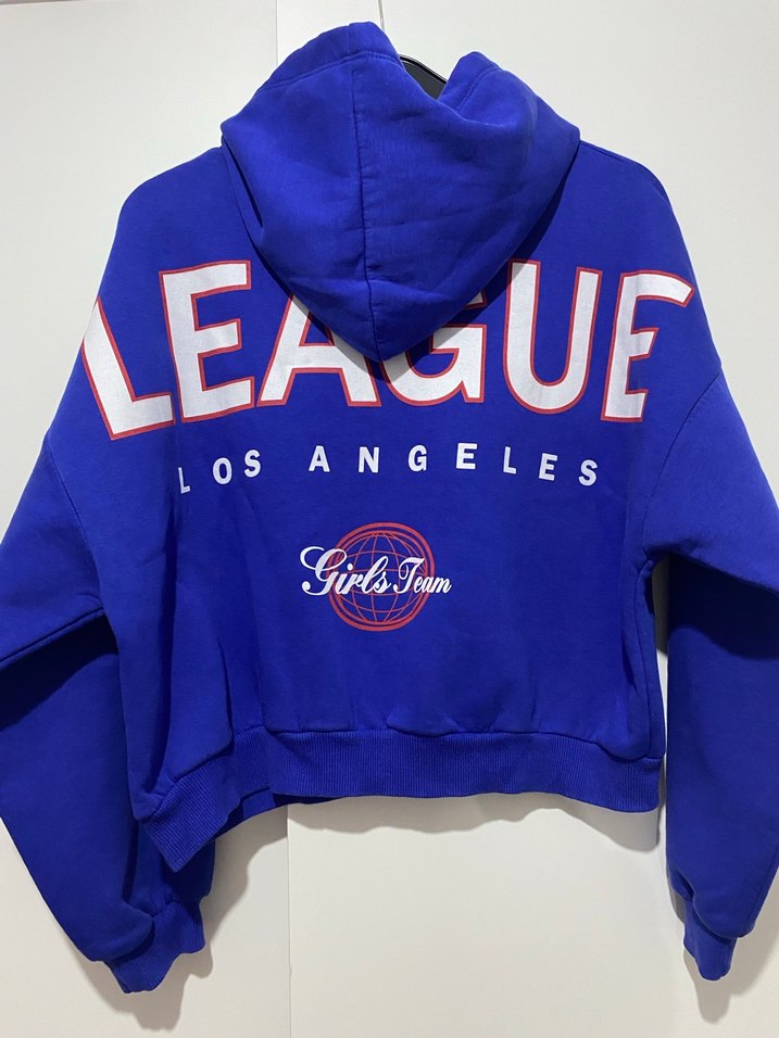 Mavi Kapüşonlu Kadın Sweatshirt - Görsel 3