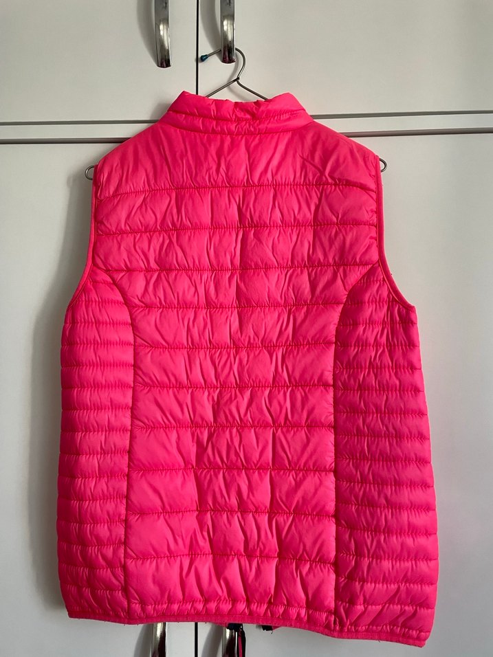 Fosforlu Pembe Fermuarlı Yüksek Yakalı Kadın Yelek - Görsel 5