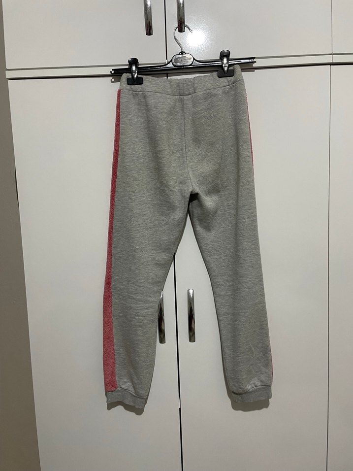 Gri Yanları Şeritli Kız Çocuk Eşofman - Görsel 2