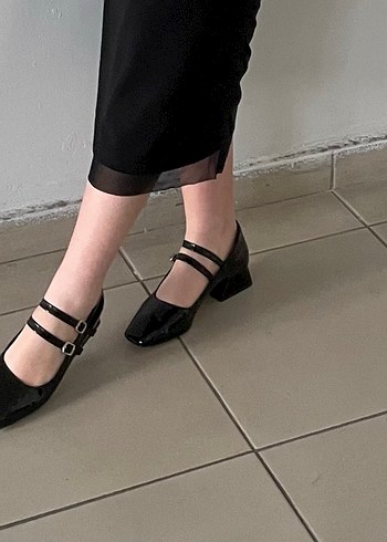 Siyah Tokalı Topuklu Kadın ayakkabı - Görsel 8