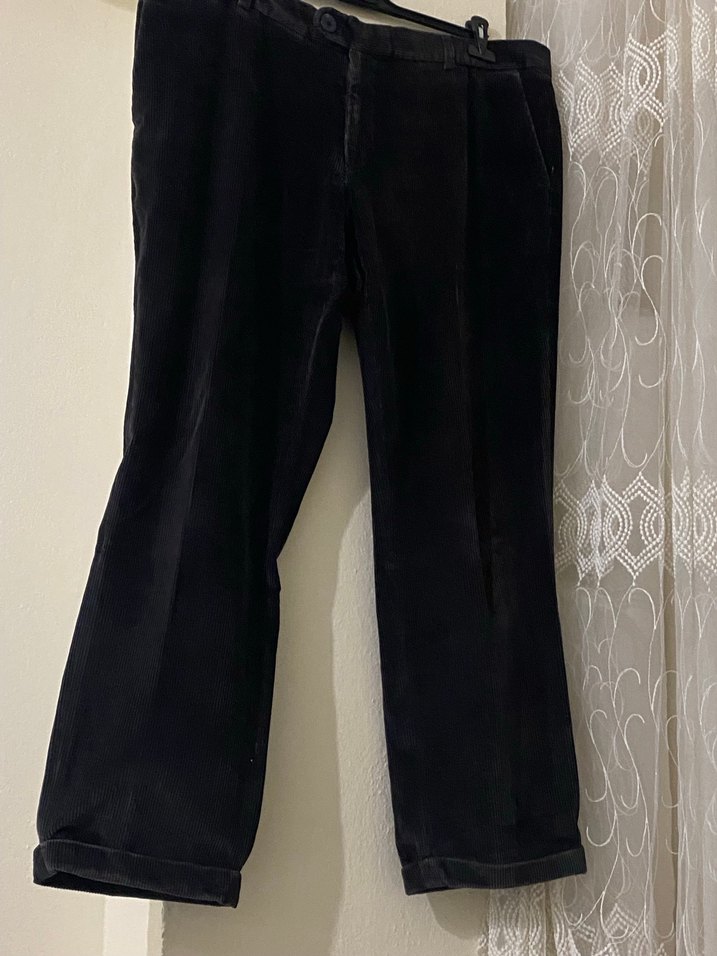 Siyah kadife Kemerli Erkek Pantolon - Görsel 3