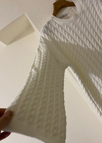 Beyaz Örgü Kadın Triko Elbise - Görsel 6