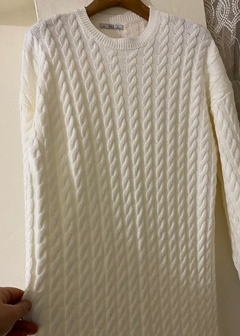 Beyaz Örgü Kadın Triko Elbise - Görsel 7