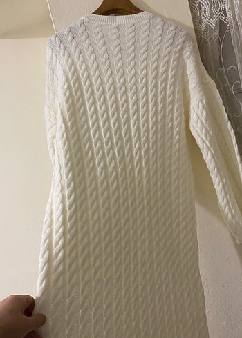 Beyaz Örgü Kadın Triko Elbise - Görsel 3
