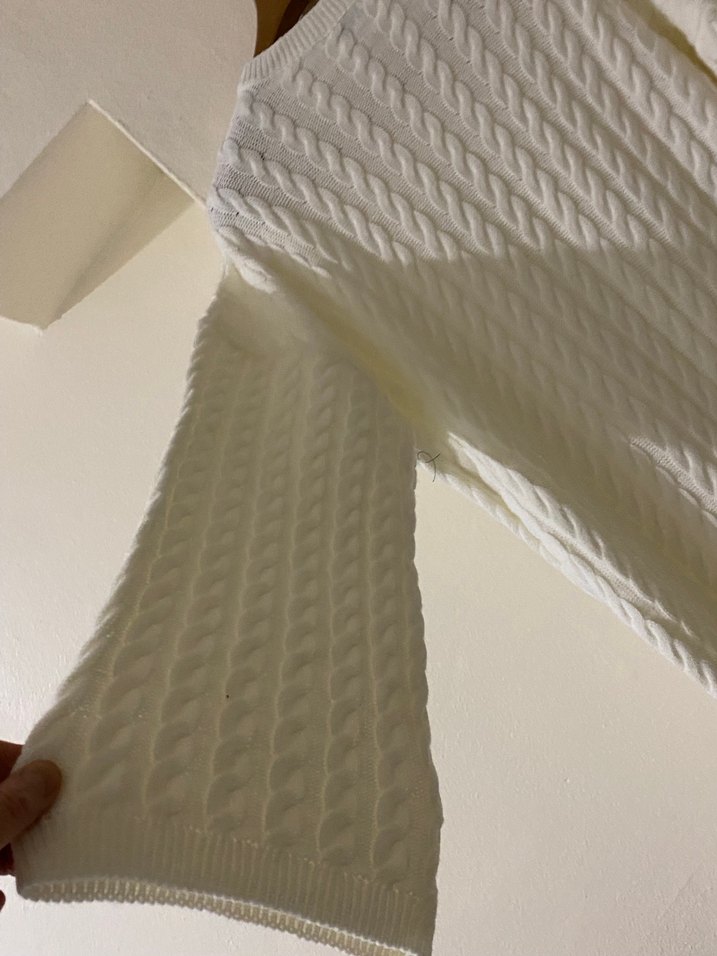 Beyaz Örgü Kadın Triko Elbise - Görsel 2