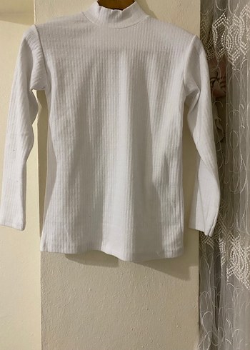 Beyaz Kadın Yarım Boğazlı Pamuklu Kazak - Görsel 5