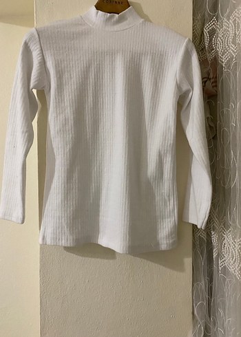 Beyaz Kadın Yarım Boğazlı Pamuklu Kazak - Görsel 6