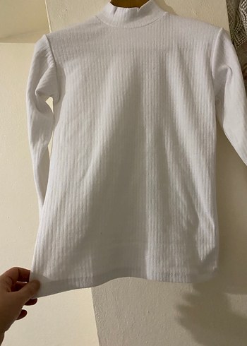 Beyaz Kadın Yarım Boğazlı Pamuklu Kazak - Görsel 4