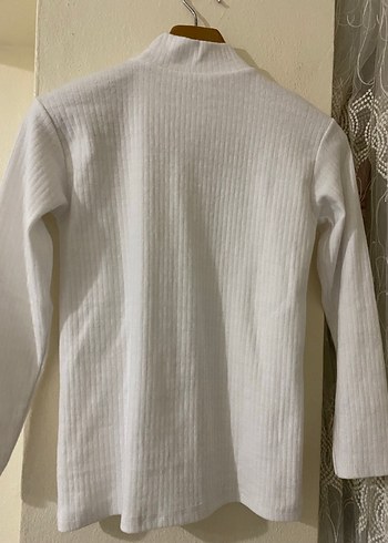 Beyaz Kadın Yarım Boğazlı Pamuklu Kazak - Görsel 8