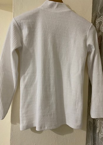 Beyaz Kadın Yarım Boğazlı Pamuklu Kazak - Görsel 7