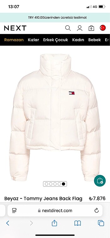 Tommy beyaz şişme mont