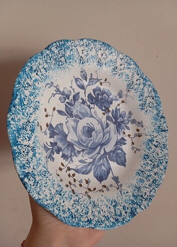  Beden blue blanc mavi çiçek desen duvar tabağı