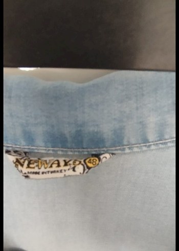 48 Beden Kadın Uzun Mavi Denim Ceket