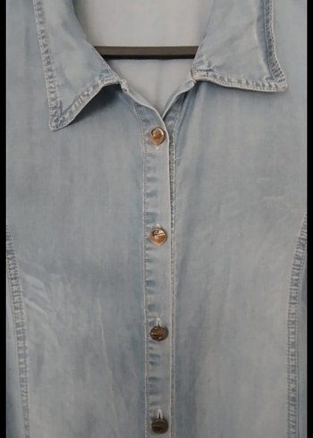 48 Beden mavi Renk Kadın Uzun Mavi Denim Ceket