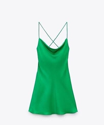 Zara Yeşil Saten Mini Elbise (s)