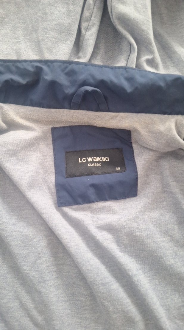 Mavi Fermuarlı Kadın yagmurluk Kapüşonlu - Görsel 4