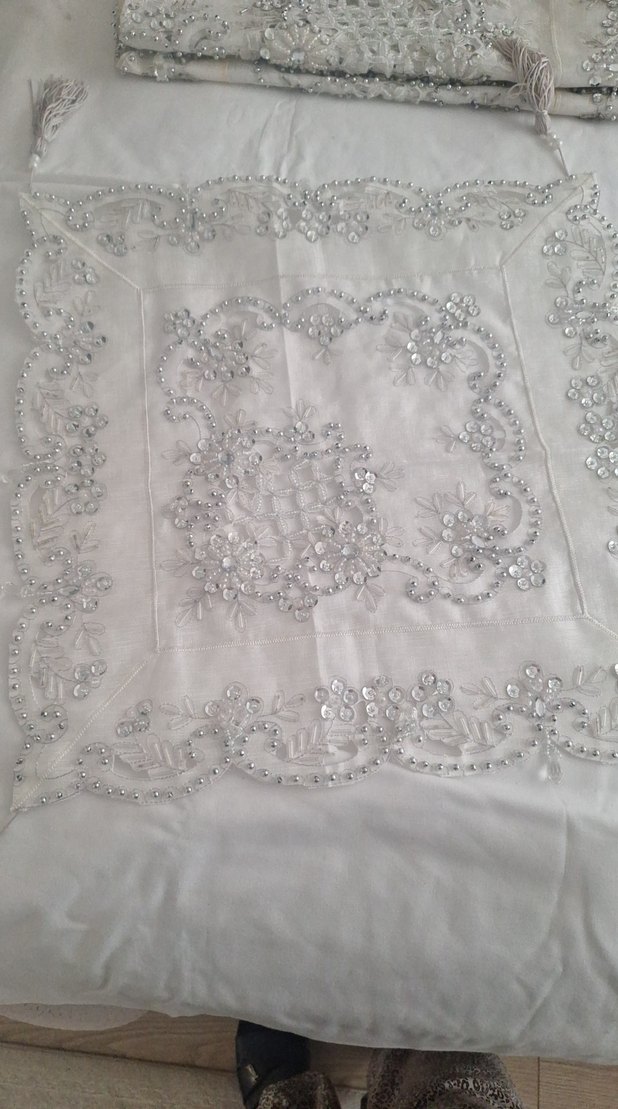 İşlemeli Gümüş Örtüsü seti - Görsel 3