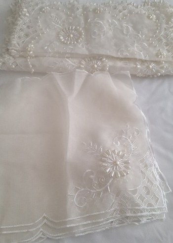 İşlemeli krem ceyiz seti - Görsel 5