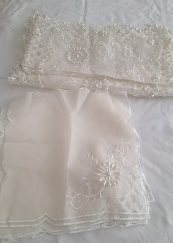 İşlemeli krem ceyiz seti - Görsel 4