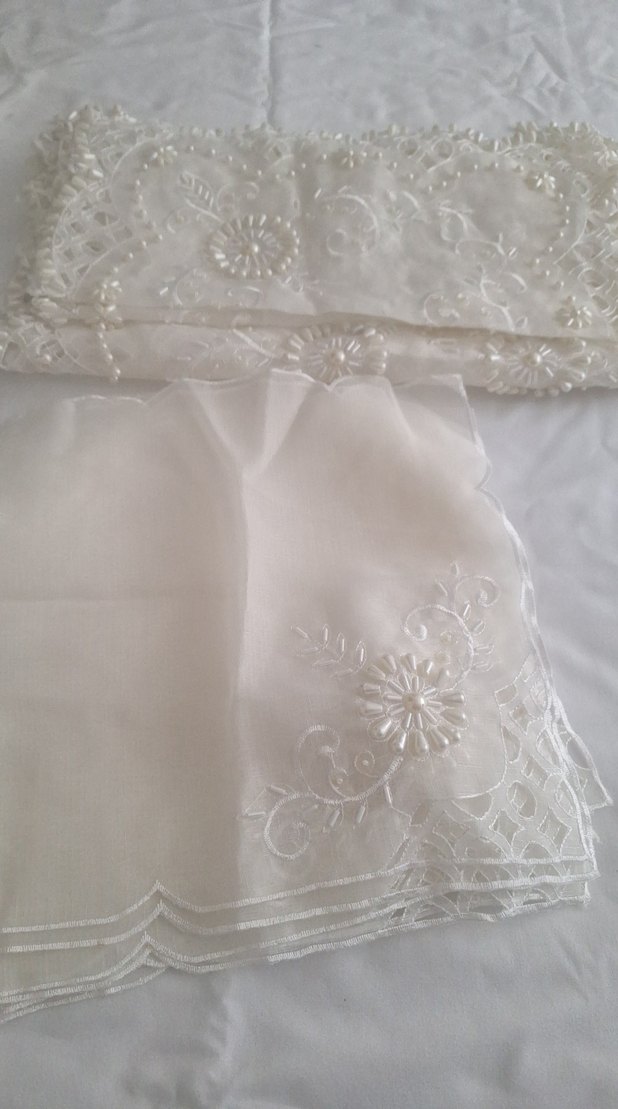 İşlemeli krem ceyiz seti - Görsel 5