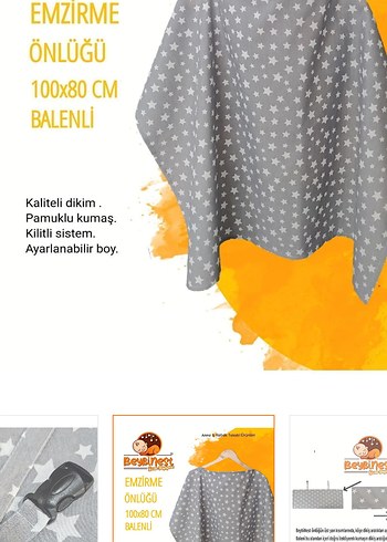 Ayarlanabilir Boylu Gri Desenli Emzirme Önlüğü