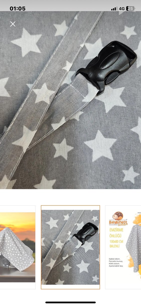 Ayarlanabilir Boylu Gri Desenli Emzirme Önlüğü - Görsel 2