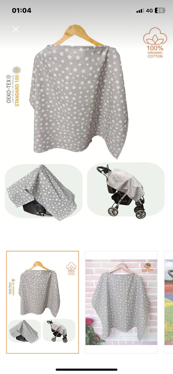 Ayarlanabilir Boylu Gri Desenli Emzirme Önlüğü - Görsel 4