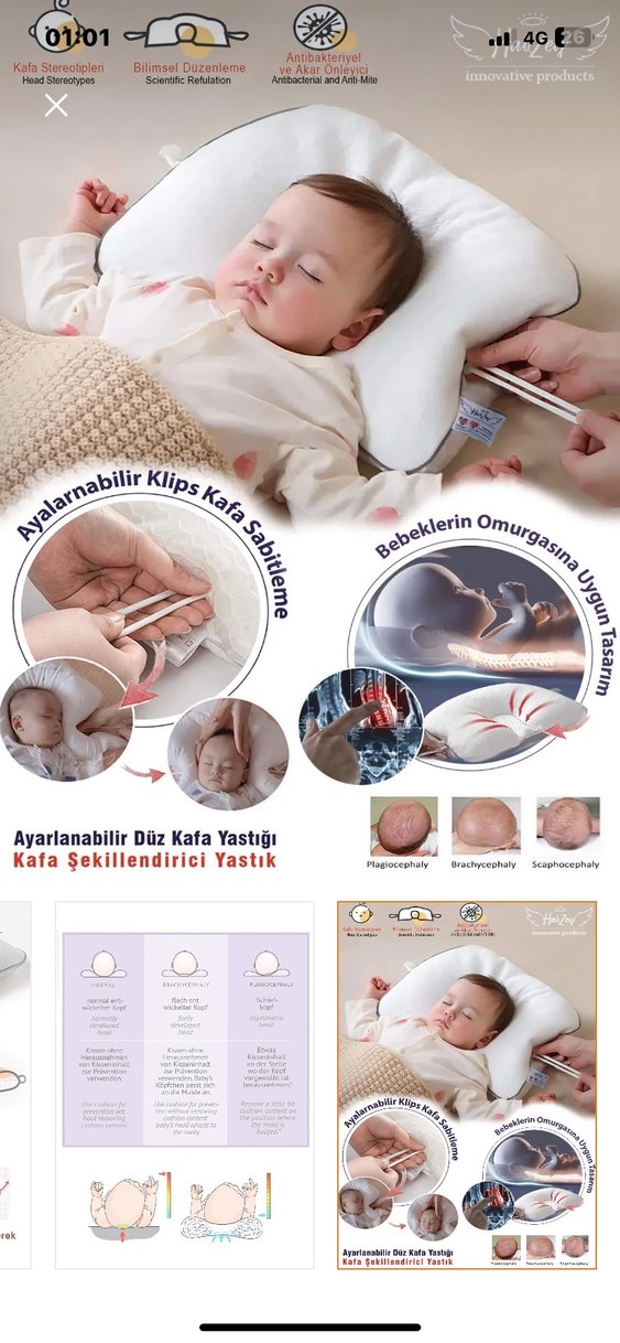 Pamuklu Bebek Uyku Destek Yastığı - Görsel 2