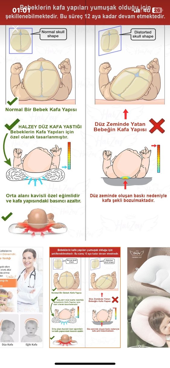 Pamuklu Bebek Uyku Destek Yastığı - Görsel 3