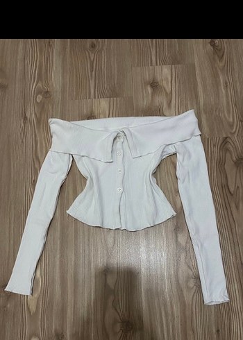 Beyaz Uzun Kollu Crop Top - Görsel 2