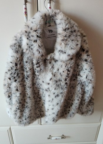 Leopar Desenli Gri Suni Kürk Midi Ceket