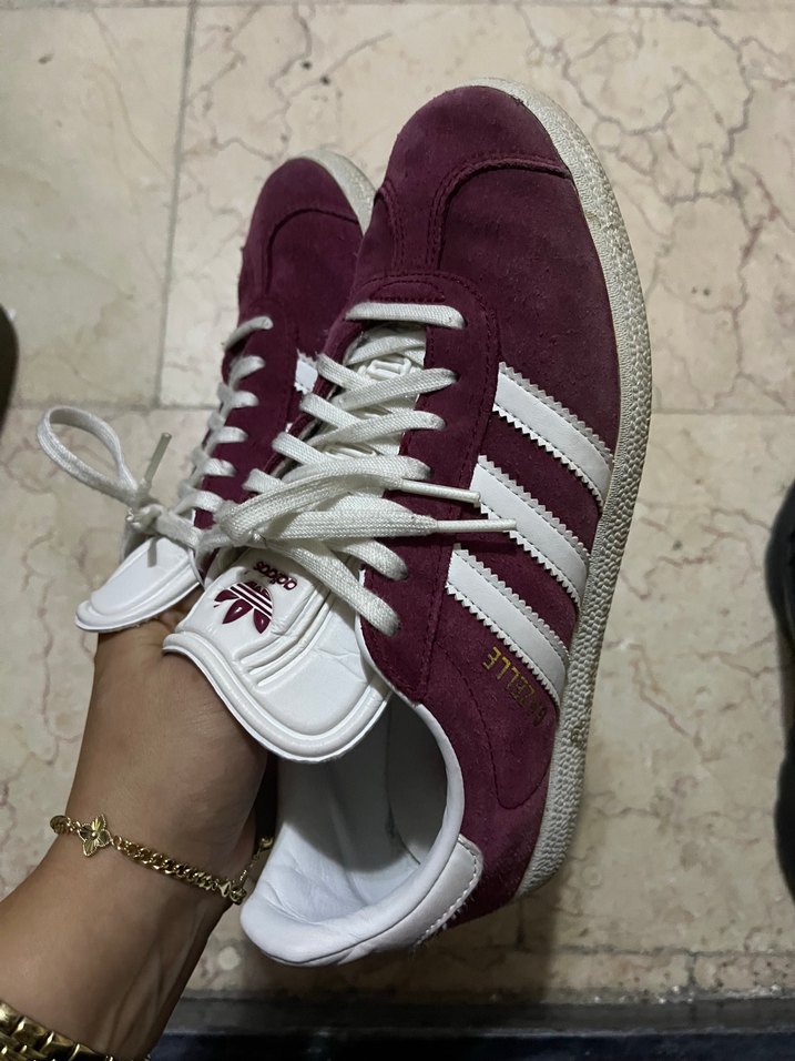 Bordo Adidas Süet Bağcıklı Kadın Spor Ayakkabı - Görsel 4