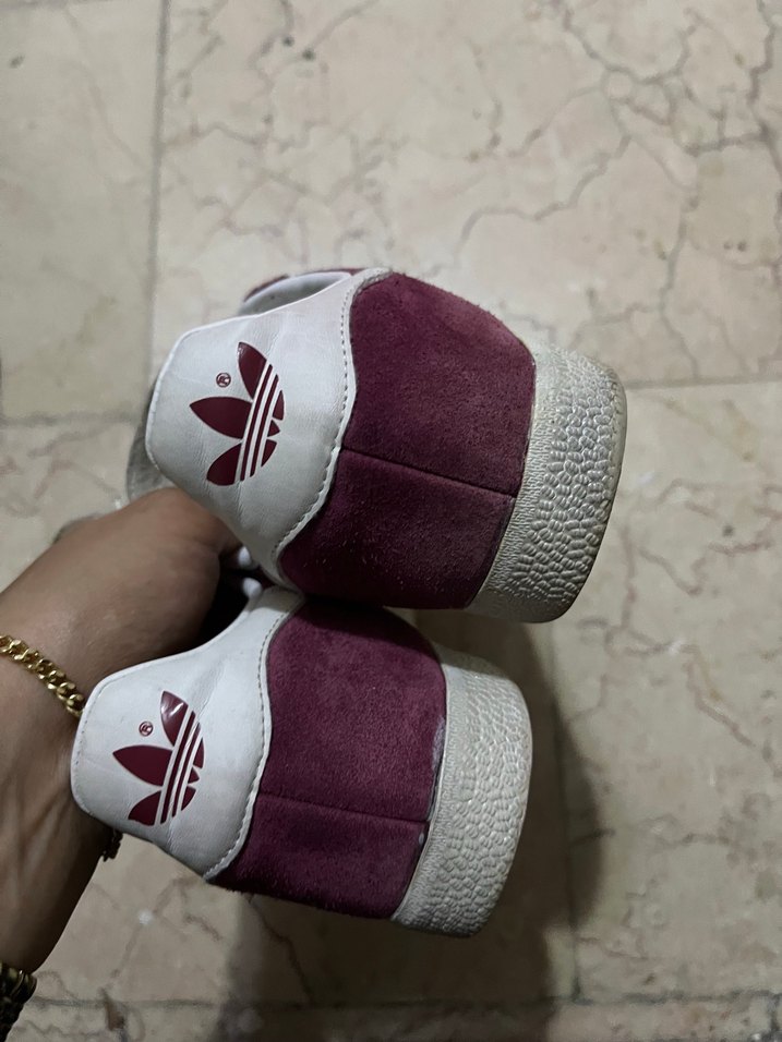 Bordo Adidas Süet Bağcıklı Kadın Spor Ayakkabı - Görsel 5