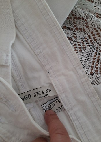 Mango Jeans Beyaz Minimal Pantolon