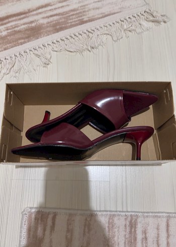 Bordo Rugan Stiletto Topuklu Kadın Ayakkabı - Görsel 3