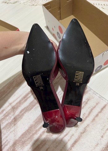 Bordo Rugan Stiletto Topuklu Kadın Ayakkabı - Görsel 5