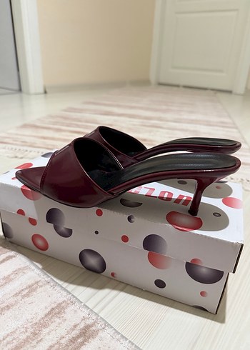 Bordo Rugan Stiletto Topuklu Kadın Ayakkabı - Görsel 2