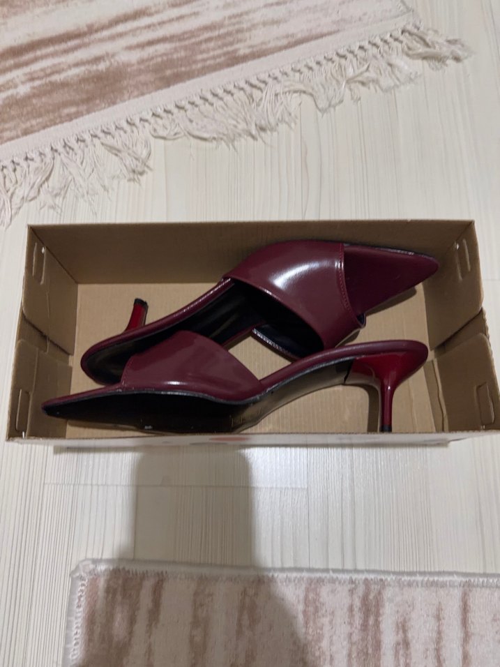 Bordo Rugan Stiletto Topuklu Kadın Ayakkabı - Görsel 3