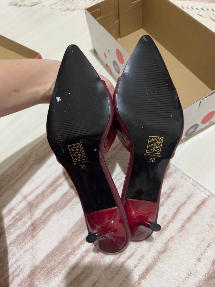 Bordo Rugan Stiletto Topuklu Kadın Ayakkabı - Görsel 5