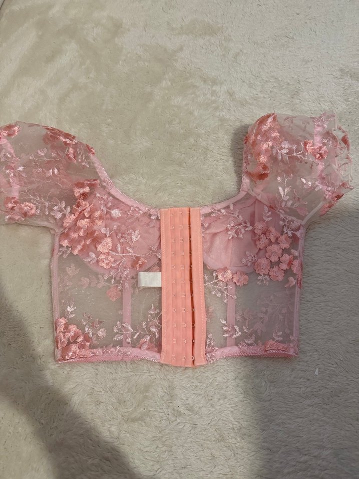 Dantel İşlemeli Pembe Mini Bustiyer - Görsel 3